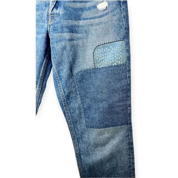 GRLFRND Helena Patchwork Jeans Lean On Me Embroidered Straight Leg Size 26 - Picture 6 of 14